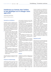 Intolérance au lactose chez l`enfant