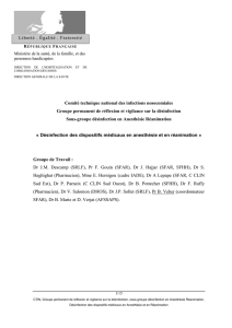Désinfection des dispositifs médicaux en anesthésie et