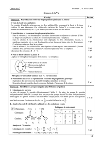 Classe de 3e Examen 1, le 26/02/2016 Sciences de la Vie 1/2