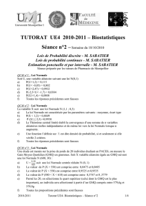 TUTORAT UE4 2010-2011 – Biostatistiques