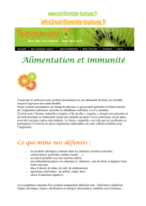 Alimentation et immunité - Nutritionniste