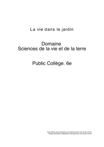 Domaine Sciences de la vie et de la terre Public Collège. 6e