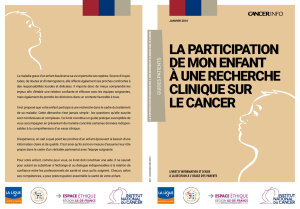 la participation de mon enfant à une recherche clinique sur le cancer