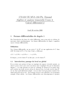 CNAM UE MVA 210 Ph. Durand Algèbre et analyse tensorielle