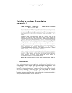 Calcul de la constante de gravitation universelle G