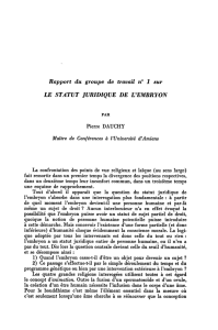 LE STATUT JURIDIQUE DE L`EMBRYON