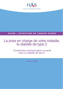 La prise en charge de votre maladie, le diabète de type 2