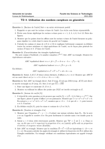 TD 4. Utilisation des nombres complexes en géométrie