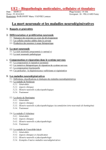 La mort neuronale et les maladies neurod&eacute;g&eacute;n&eacute;ratives