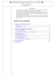 Définition faisceautique d`une variété Table des matières
