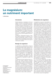 Le magnésium: un nutriment important