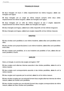 TRIANGLES EGAUX Si deux triangles ont leurs 3 côtés