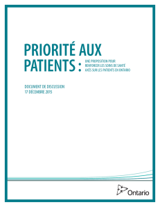 priorité aux patients : une proposition pour renforcer les soins de