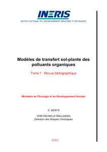 Modèles de transfert sol-plante des polluants organiques