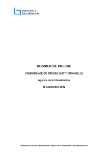 DOSSIER DE PRESSE - Agence de la biomédecine