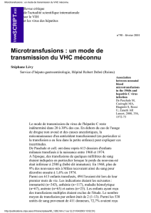 Microtransfusions : un mode de transmission du VHC méconnu