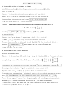 Formes différentielles (sur R#) 1. Formes différentielles et intégrales