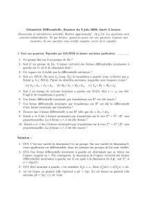 Géométrie Différentielle, Examen du 9 juin 2008, durée 3 heures
