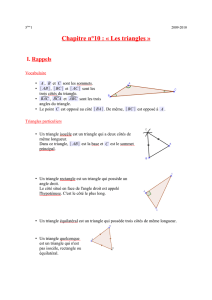 Chapitre n°10 : « Les triangles »