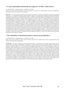 « Ce que la génomique fonctionnelle peut apporter à la filière