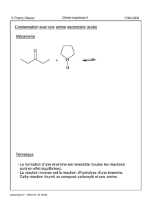 Mécanisme Condensation avec une amine secondaire (suite) O N H