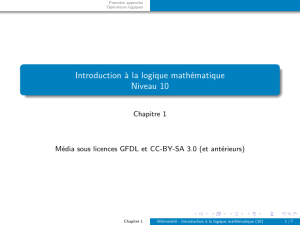 Introduction à la logique mathématique Niveau 10