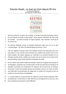 Keynes-Hayek, un duel qui dure depuis 80 ans