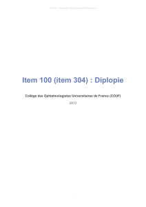 Item 100 (item 304) : Diplopie