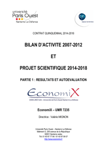 Rapport d`activités 2007-2012 et projet scientifique pour