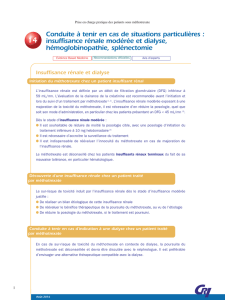 insuffisance rénale modérée et dialyse, hémoglobinopathie