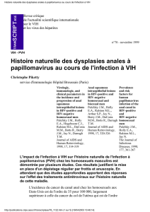 Histoire naturelle des dysplasies anales à papillomavirus au cours