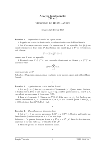 Analyse fonctionnelle TD no 2 Théorème de Hahn-Banach