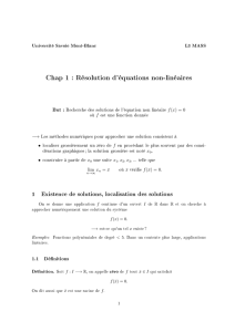 Chap 1 : Résolution d`équations non-linéaires