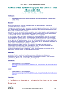 Particularités épidémiologiques des Cancers chez l`Enfant (144a)