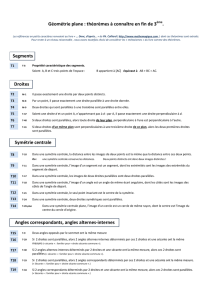 théorèmes à connaître en fin de 3 . Symétrie centrale Segments