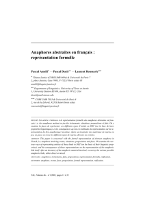 Anaphores abstraites en français : représentation formelle