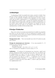 Arithmétique Principe d`induction