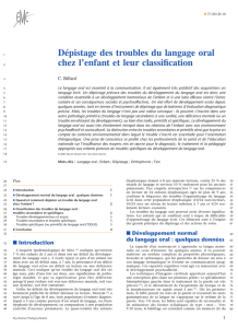 Billard C. Dépistage des troubles du langage oral chez l`enfant et