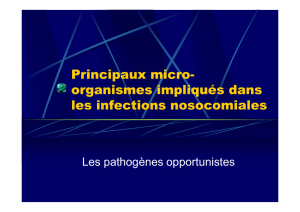 Principaux micro- organismes impliqués dans les infections