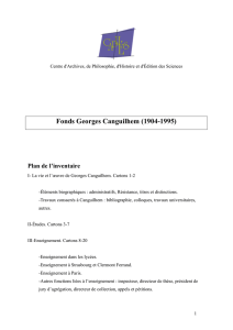 Liste des dossiers des archives de Georges Canguilhem
