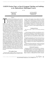 CASLPA Position Paper on Speech .. Language Pathology and