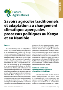 Savoirs agricoles traditionnels et adaptation au changement