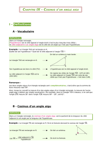 Chapitre IX : cosinus d`un angle aigu