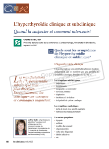 L`hyperthyroïdie clinique et subclinique