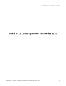 Unité 3 : Le Canada pendant les années 1920
