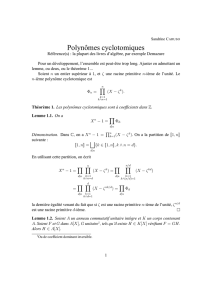 Polynômes cyclotomiques