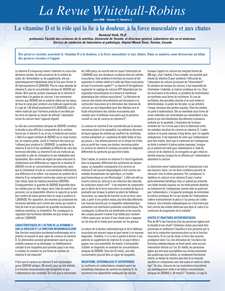 La Vitamine D Et Le Rôle Qui La Lie à La Douleur, à La Force