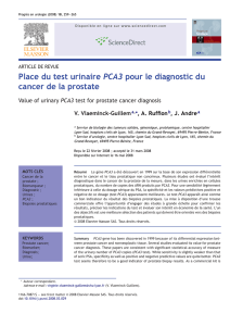 Place du test urinaire PCA3 pour le diagnostic du cancer de la