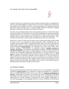 Le cancer du sein et la sexualité.