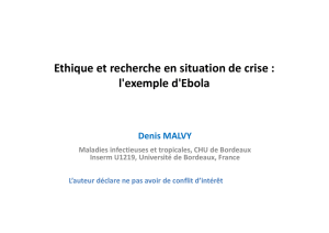 Ethique et recherche en situation de crise : l`exemple d`Ebola